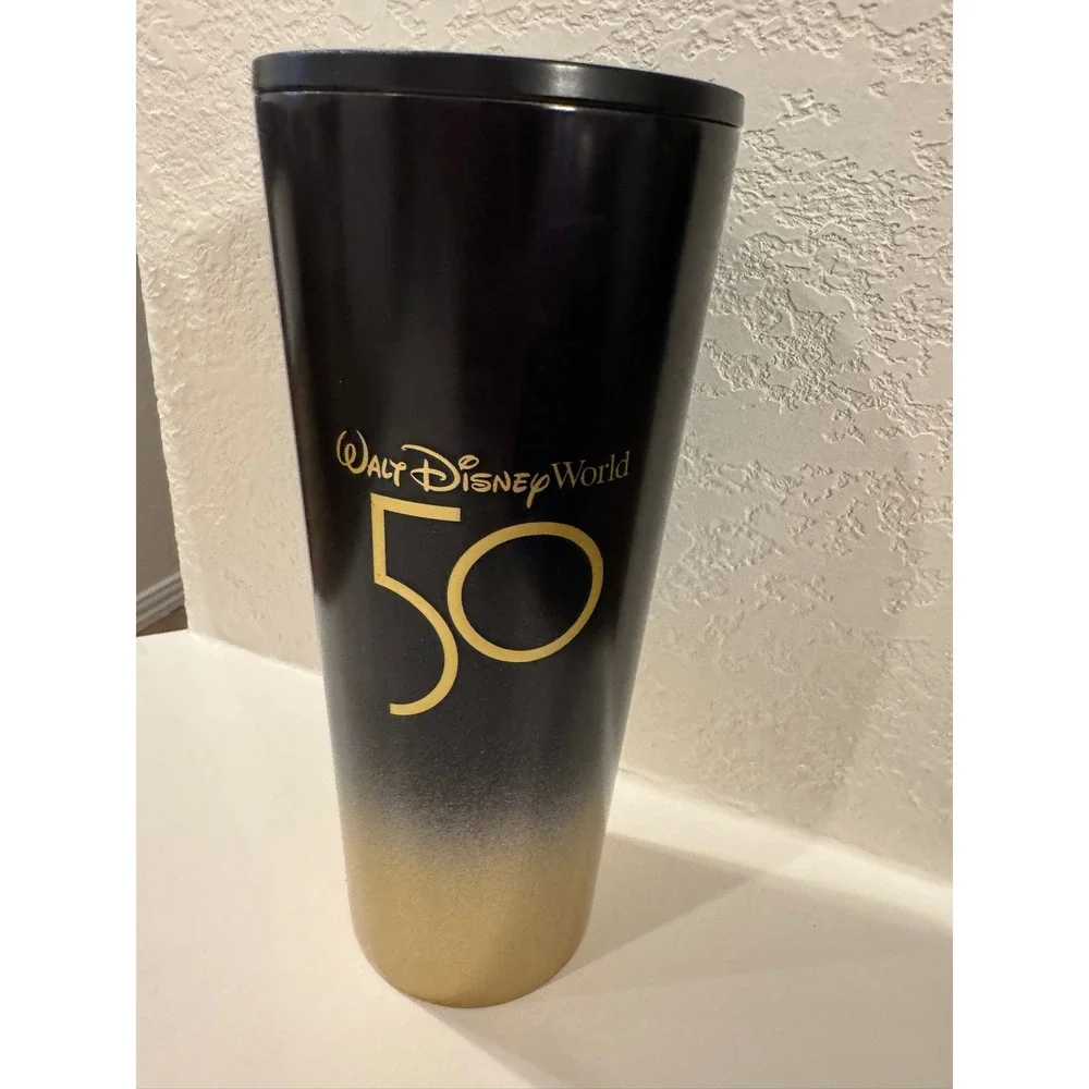 Starbucks Disney World‎ 50th Anniversary Black Gold Ombre Tumbler 24oz Cold Cup